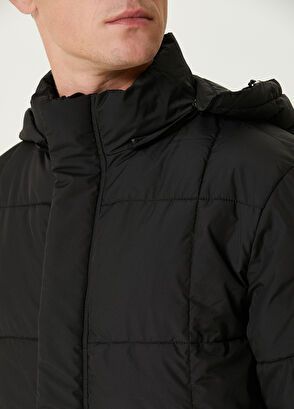 Beymen Club Siyah Kapüşonlu Kapitoneli Mont - 7