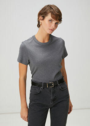 Beymen Club Antrasit Melanj Basic T-shirt - 4