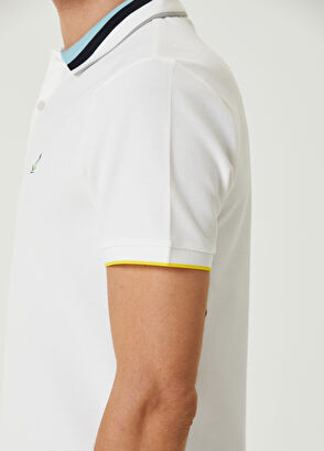 Beymen Club Comfort Fit Beyaz Polo Yaka Renkli Nakışlı T-shirt - 8