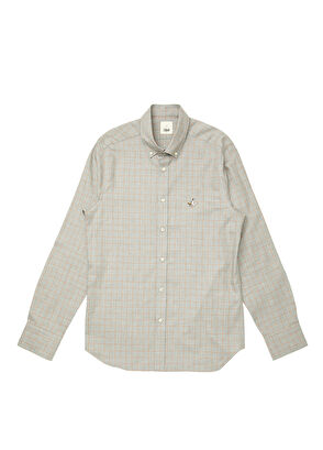 Beymen Club Slim Fit Turuncu Gri Kontrast Çizgi Ekoseli Gömlek - 8