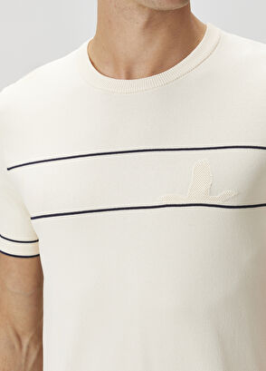 Beymen Club Off-White Line Jacquard Short Sleeve Sweater - 6