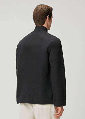 Umit Benan Black Linen Outer Shirt - 4