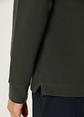 Beymen Club Slim Fit Khaki Ottoman Textured Polo Sweatshirt - 7