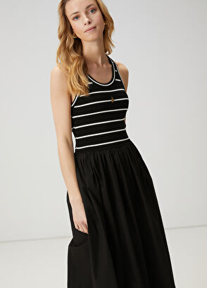 Beymen Club Black Striped Midi Dress - 3