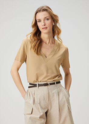 Beymen Club Beige Basic T-Shirt - 4