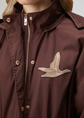 Beymen Club Midi Overcoat With Burgundy Crystal Logo - 7