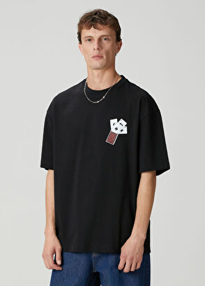 Academia Siyah Kart Baskılı T-shirt - 4