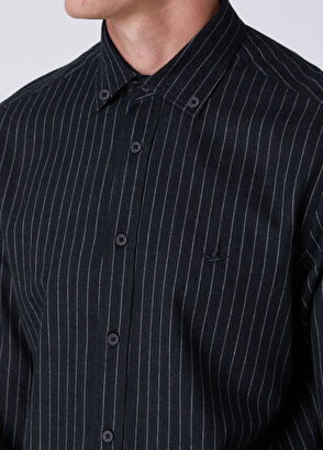 Beymen Club Comfort Fit Black Wool Blend Flannel Shirt - 6