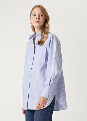 Beymen Club Oversize Mavi Çizgili Gömlek - 4