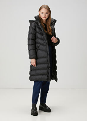 Beymen Club Siyah Kapüşonlu Uzun Mont - 3