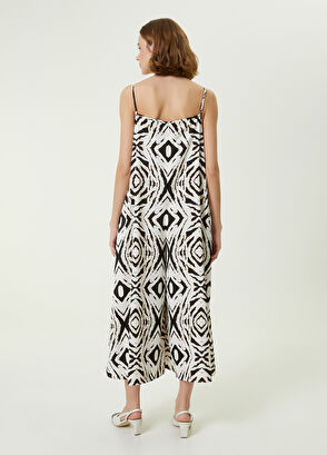 Beymen Club Off-White Wide Leg Zebra Print Long Jumpsuit - 6