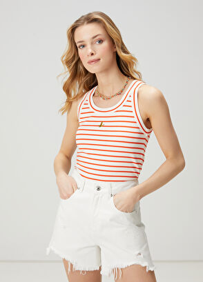 Beymen Club Mercan Beyaz Çizgi Desenli Atlet - 3