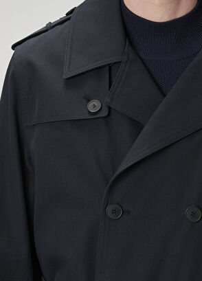 Beymen Club Navy Inner Vest Detailed Organic Cotton Overcoat - 6