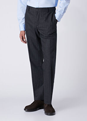 Beymen Club Anthracite Stripe Patterned Wool Pants - 3