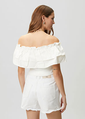 Beymen Club Kırık Beyaz Dokuma Garnili Kazak - 5