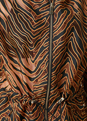 Beymen Club Mink Hooded Zebra Patterned Coat - 4