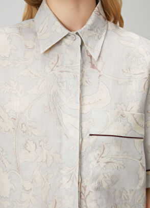 Beymen Club Mavi Şal Desenli Keten Gömlek - 6