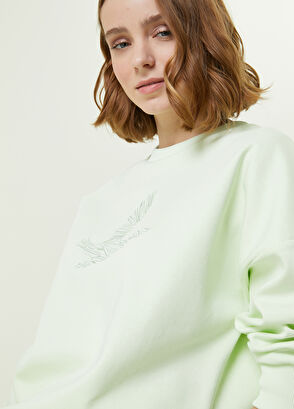 Beymen Club Green Scribble Bird Embroidered Oversized Sweatshirt - 4