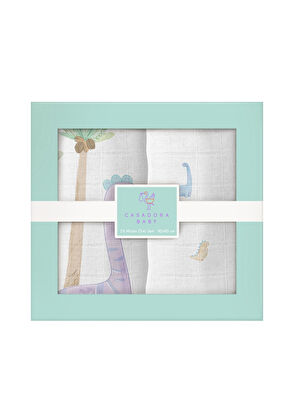 Casadora Baby Dino 100% Organic Cotton 2-Piece Muslin Cover Set - 8