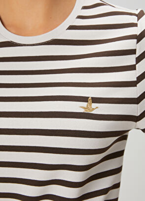 Beymen Club Kahverengi Çizgili Basic T-shirt - 6