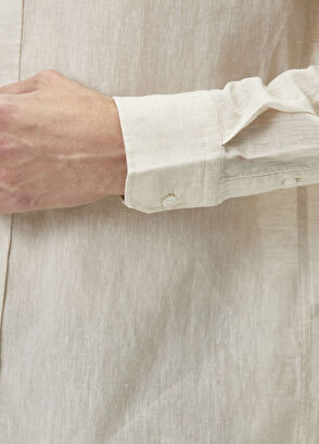 Beymen Club Comfort Fit Beige Linen Shirt - 7
