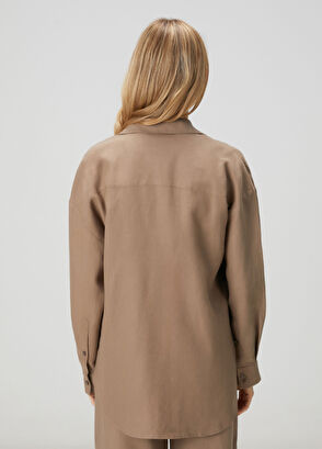 Beymen Club Oversize Mink Logo Linen Shirt - 5
