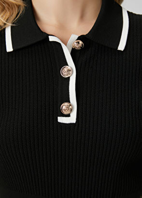 Beymen Club Siyah Kontrast Biyeli Polo Triko - 6