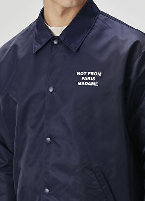 Drôle De Monsieur Lacivert Logo Baskılı Mont - 5