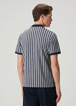 Beymen Club Navy Blue White Comfort Fit Polo T-Shirt - 4