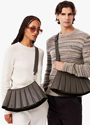 Lacoste Lenglen Dark Brown Leather Medium Women's Shoulder Bag - 7