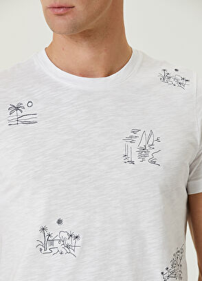 Beymen Club White Summer Concept Embroidered T-shirt - 6