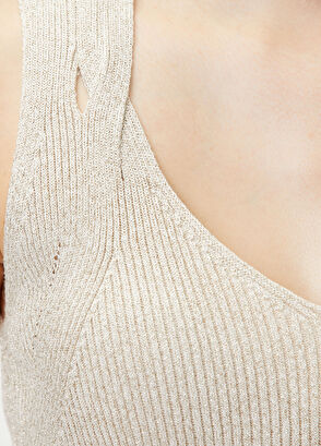 Join Us Beige Striped Textured Knitwear - 6