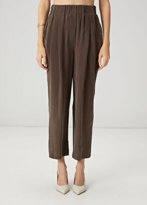 Beymen Club Brown Pleated Cupro Carrot Pants - 3