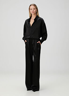 Beymen Collection Black Loose Fit Satin Shirt - 3