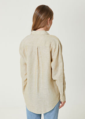 Beymen Club Bej Kuş Logolu Keten Gömlek - 6