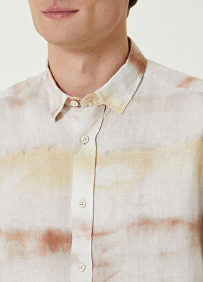 Beymen Club Comfort Fit Yellow Batik Patterned Linen Shirt - 5