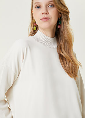 Beymen Club Kırık Beyaz Saten Garnili Kazak - 4