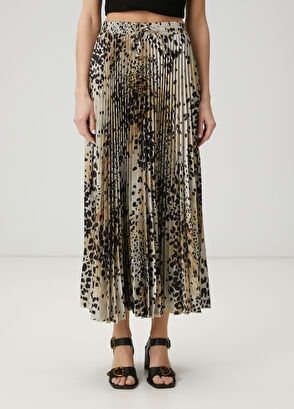 Beymen Club Kahverengi Leopar Desenli Midi Plisoleil Etek - 3