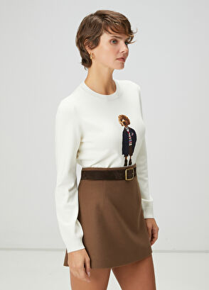 Beymen Club Off-White Dog Jacquard Sweater - 4