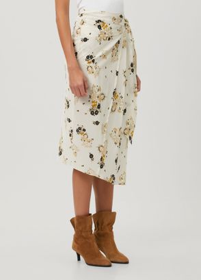 Isabel Marant Faniry Ekru Çiçekli Midi İpek Etek - 3