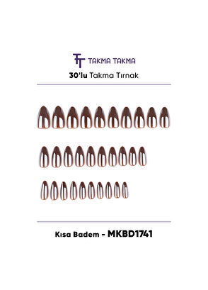 Takma Takma Gümüş Kısa Badem 30'lu Protez Takma Tırnak MKBD1741 - 3
