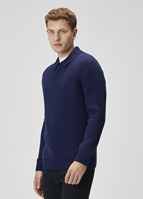 Beymen Club Lacivert Polo Yaka Yün Triko - 4