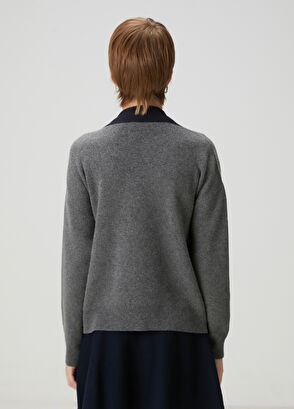 Beymen Club Grey Embroidered Cardigan With Logo - 5