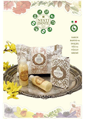 Nesti Dante Luxury Gold Soap Shower Gel and Body Cream 3 in 1 Vegan Care Travel Set 250 g - 6