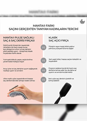 Manta Hair Pulse Grey Rose Gold Vibrating Scalp Massage Brush - 5
