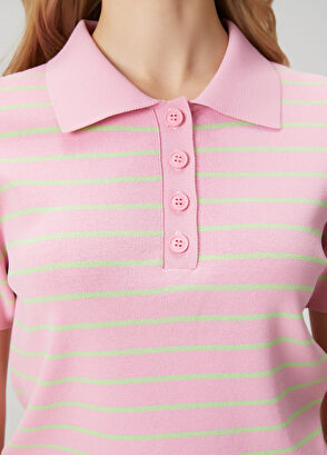 Beymen Club Pembe Çizgili Polo Kazak - 6