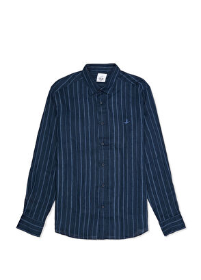 Beymen Club Comfort Fit Navy Blue Linen Shirt - 10