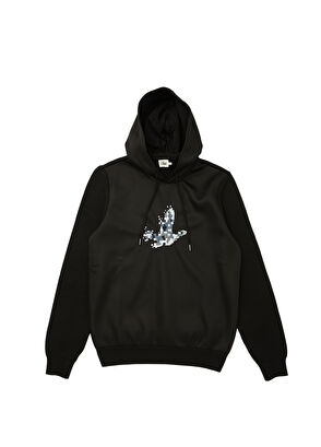 Beymen Club Siyah Kapüşonlu Piksel Kaz Nakışlı Garnili Kazak - 8