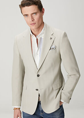 Beymen Club Stone Fine Wool Crepe Blazer - 4