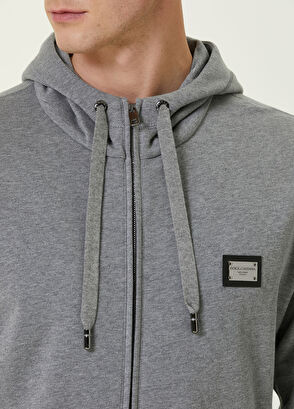 Dolce&Gabbana Essential Gray Hooded Logo Jersey Sweatshirt - 5